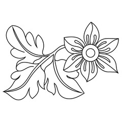 Black flower illustration on a white background. Vector.