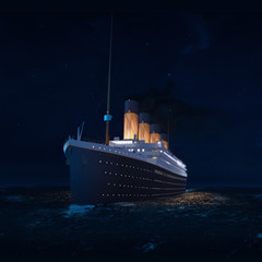 RMS Titanic Last Night on the Atlantic Illustration - obrazy, fototapety, plakaty