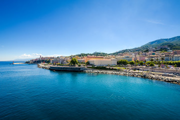 Naklejka na ściany i meble City coast as a paradise. Port of Corsica.