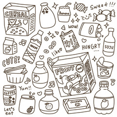 Set of Cute Grocery Food Doodle - 216199667