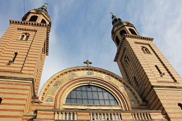 Beutiful towers of the Orthodox church in Sibiu