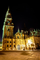 Fototapeta na wymiar Cathedral of Santiago de Compostela, Spain. Blurry people.