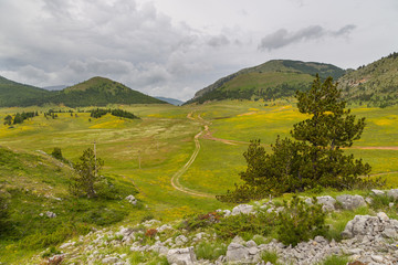 Obraz premium Scenic landscape view in Albanian mountain, Lure National Park.