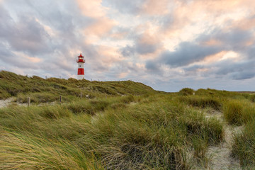 Fototapeta na wymiar Lighthouse List-Ost on the island Sylt, Germany 