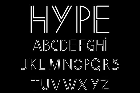 Современный, абстрактный шрифт и алфавит в линейном стиле. Векторная иллюстрация