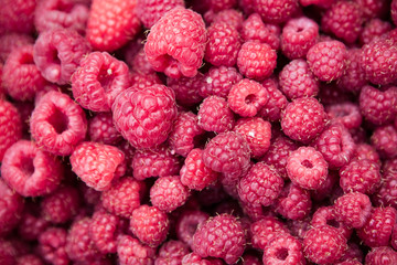 Fresh raspberries background closeup photo 
