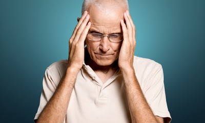 Seniors portrait of sad old caucasian man