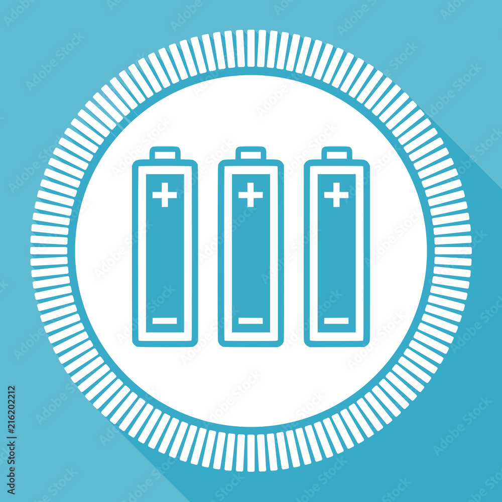Poster battery editable flat vector icon, power square web button, energy blue computer and smartphone appl