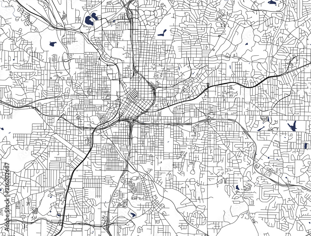 Poster vector map of the city of atlanta, usa