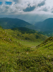 Carpathian mountains in the sunlight