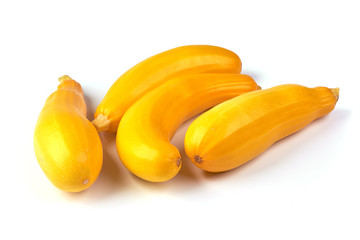 Yellow zucchini squash, isolated on white background.