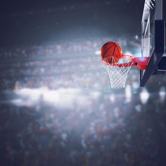 Ball goes fast to the basket at the stadium