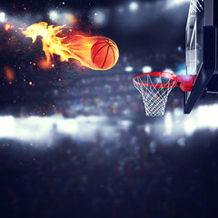 Fiery ball goes fast to the basket
