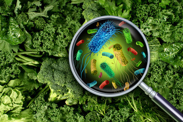 Bacteria And Germs On Vegetables - obrazy, fototapety, plakaty