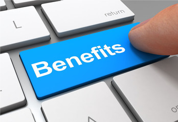 benefits button concept 3d illustration