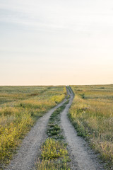 Fototapeta na wymiar Hiking path in the plains 