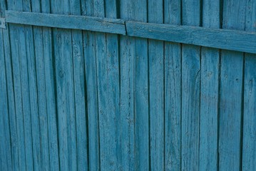 blue wooden texture of old thin fence boards