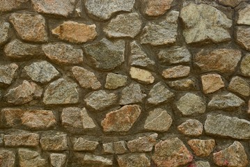 gray brown stone texture of large cobblestones in the wall