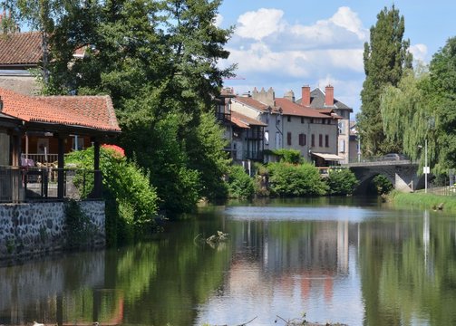 Aurillac and the Jordanne river, Cantal, France