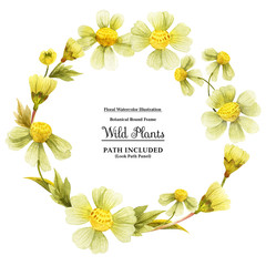 Yellow wild plants round frame for decoration