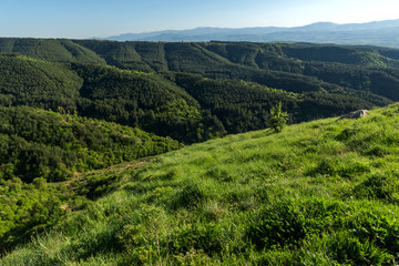 Amazing Spring Landscape near rock formation Stob pyramids, Rila Mountain, Kyustendil region, Bulgaria