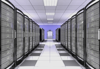 Obraz premium network workstation server room 3d illustration