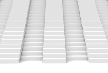 3d rendering. long and high white stairs ladder background.