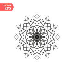 Snowflake icon. Flat vector illustration in black on white background. EPS 10