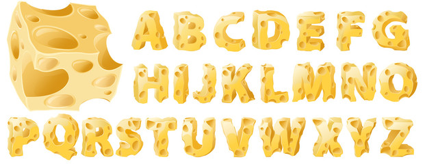 Cheese letters set.