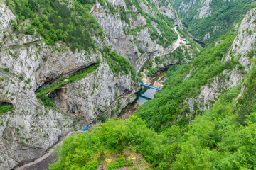Picturesque canyon of the river Piva near the dam Mratine.