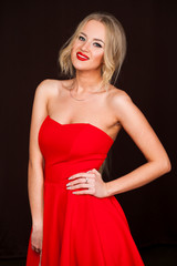Fototapeta premium Portrait close up of young beautiful blonde woman