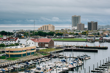 View of the Farley State Marina and buildings in Atlantic City, New Jersey.