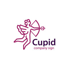 logo Cupid, Cupid with bow and flower arrows