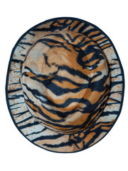  Tiger pattern fabric of cap and hat.