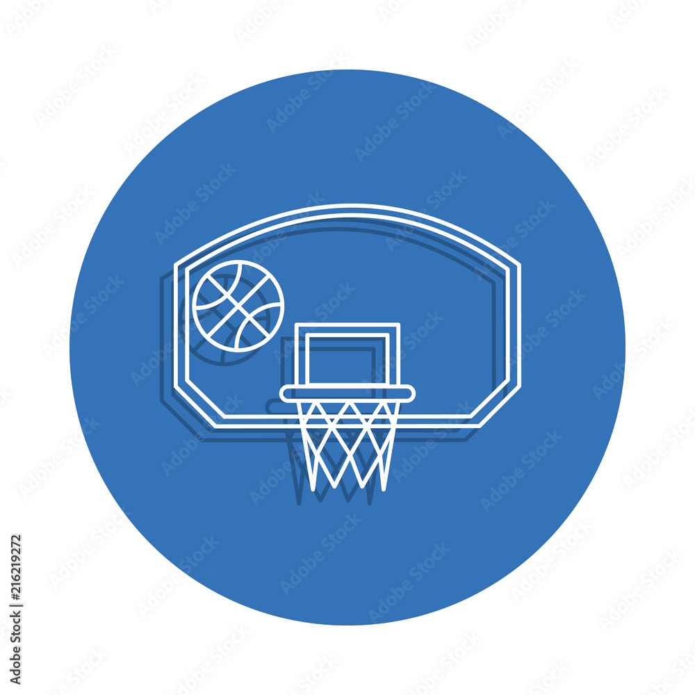 Poster basketball hoop with ball badge icon. element of education for mobile concept and web apps icon. thi