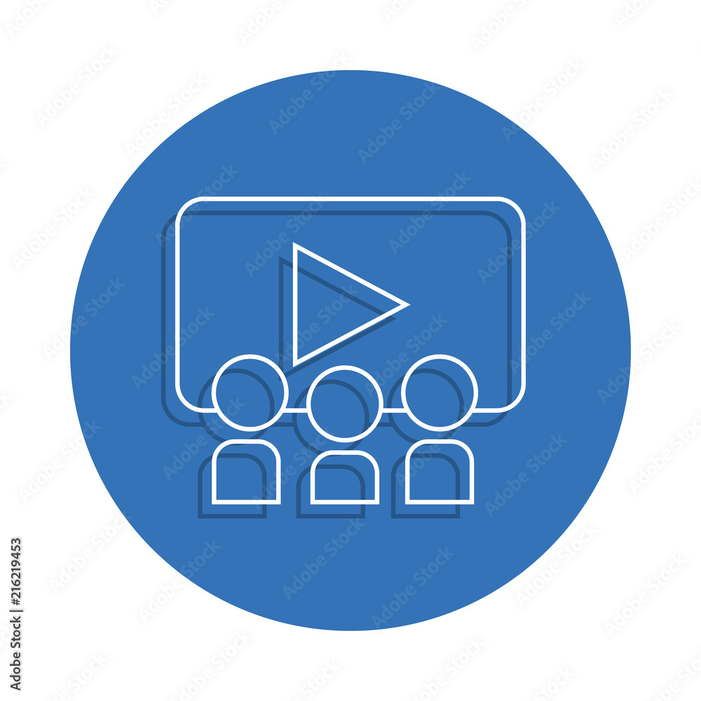Poster audience in room badge icon. element of education for mobile concept and web apps icon. thin line ic