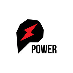 P logo letter with  power storm design
