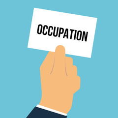 Man showing paper OCCUPATION text