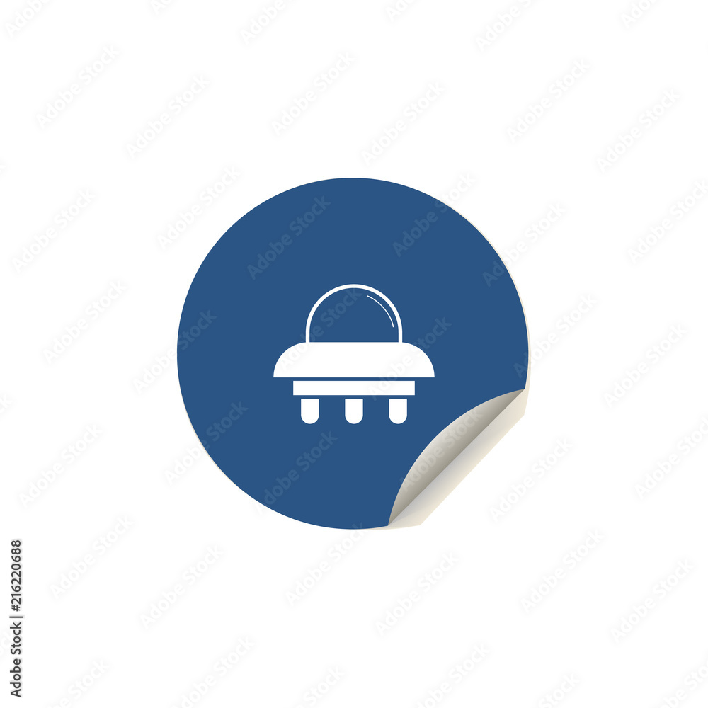 Poster spaceship icon in sticker style. one of space collection icon can be used for ui/ux