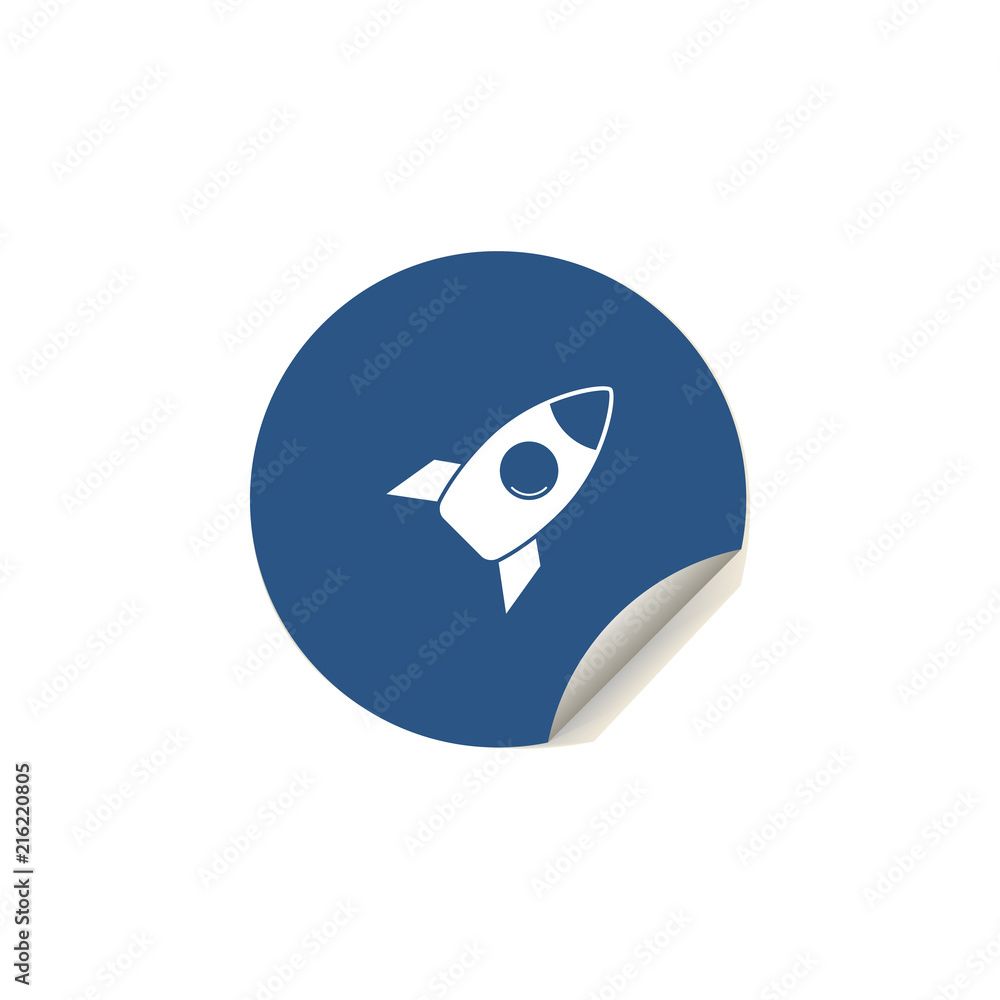 Poster rocket icon in sticker style. one of space collection icon can be used for ui/ux