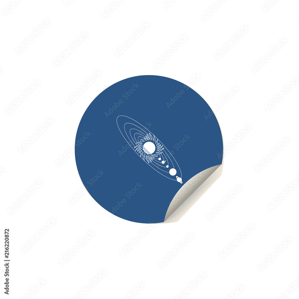 Poster solar system icon in sticker style. one of space collection icon can be used for ui/ux