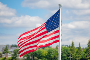 United states flag on cloudy background