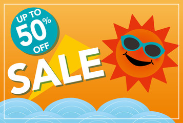 Super sale illustration with smiling sun	