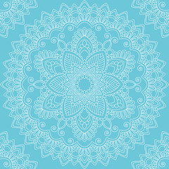 Seamless pattern with mandala ornament. Hand drawn vector illustration