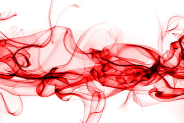 Red smoke abstract on white background