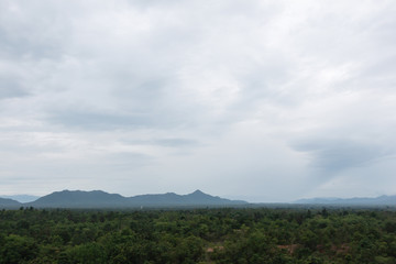 Beautiful mountain view have a nice cloud and steam before raining in northern Thailand
