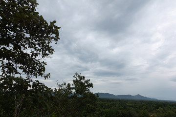 Obraz na płótnie Canvas Beautiful mountain view have a nice cloud and steam before raining in northern Thailand 