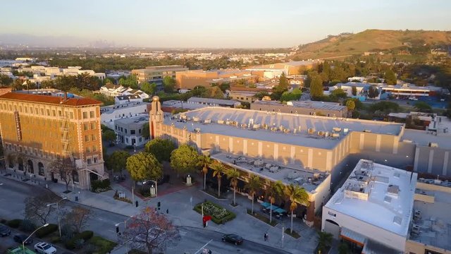 Aerial: Fly over downtown Culver City.