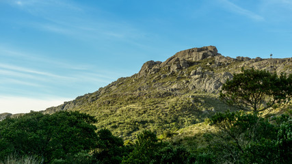 Fototapeta na wymiar Natural view of rock mountain and blue sky
