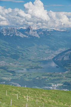 Lauerzersee, mythen, steinerberg, seewen sz and steinen as seen from mount rigi